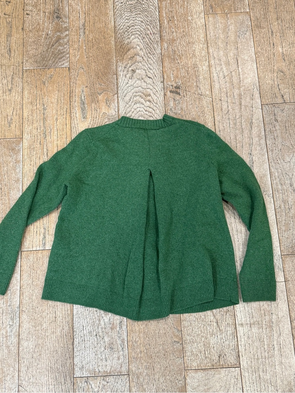 COS Women's Forest Green 100% Wool Cardigan Sweater Crew Neck Sz S Minimalist - Picture 2 of 8